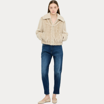 LIUJO - BOMBER DONNA PANNA IN ECOPELLICCIA CON TRECCE