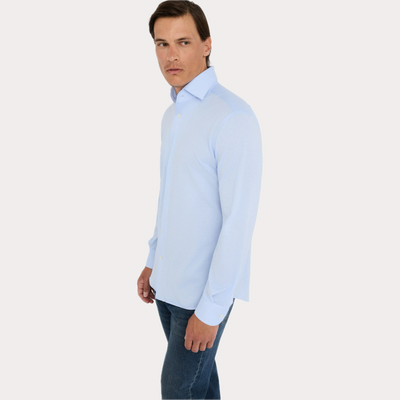 LIUJO - CAMICIA UOMO AZZURRA IN MISTO COTONE