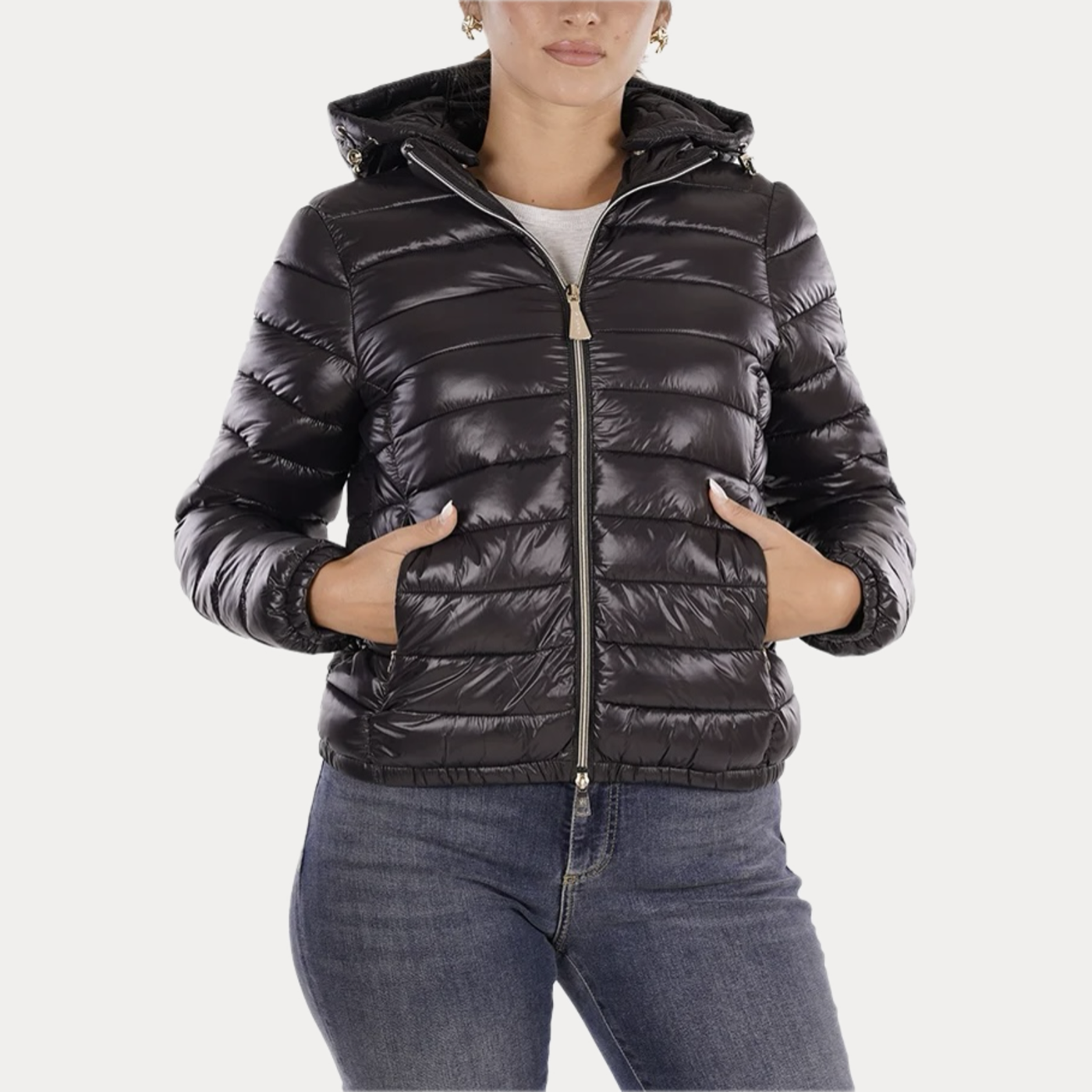 MARK UP - PIUMINO DONNA NERO CON CAPPUCCIO