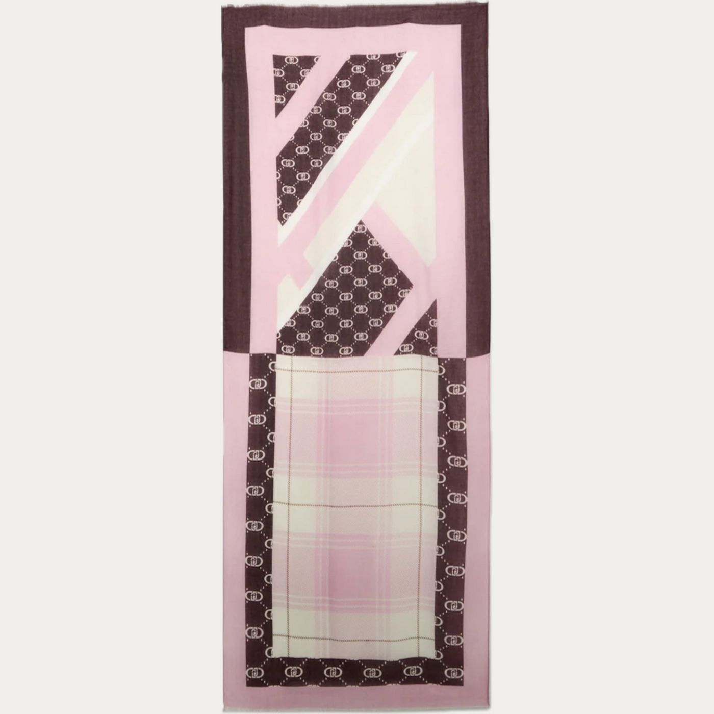 LIUJO - SCIARPA DONNA ROSA CON STAMPA CHECK E LOGO