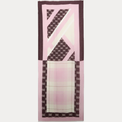 LIUJO - SCIARPA DONNA ROSA CON STAMPA CHECK E LOGO
