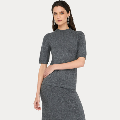 LIUJO - MAGLIA DONNA GRIGIA CON MICRO-PAILLETTES