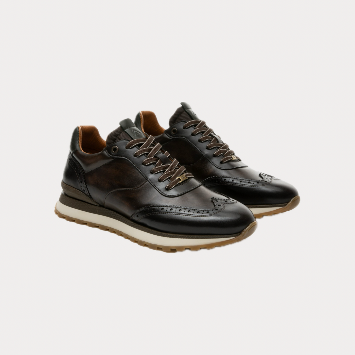 AMBITIOUS -  SNEAKERS UOMO BROGUE RUNNER TESTA DI MORO