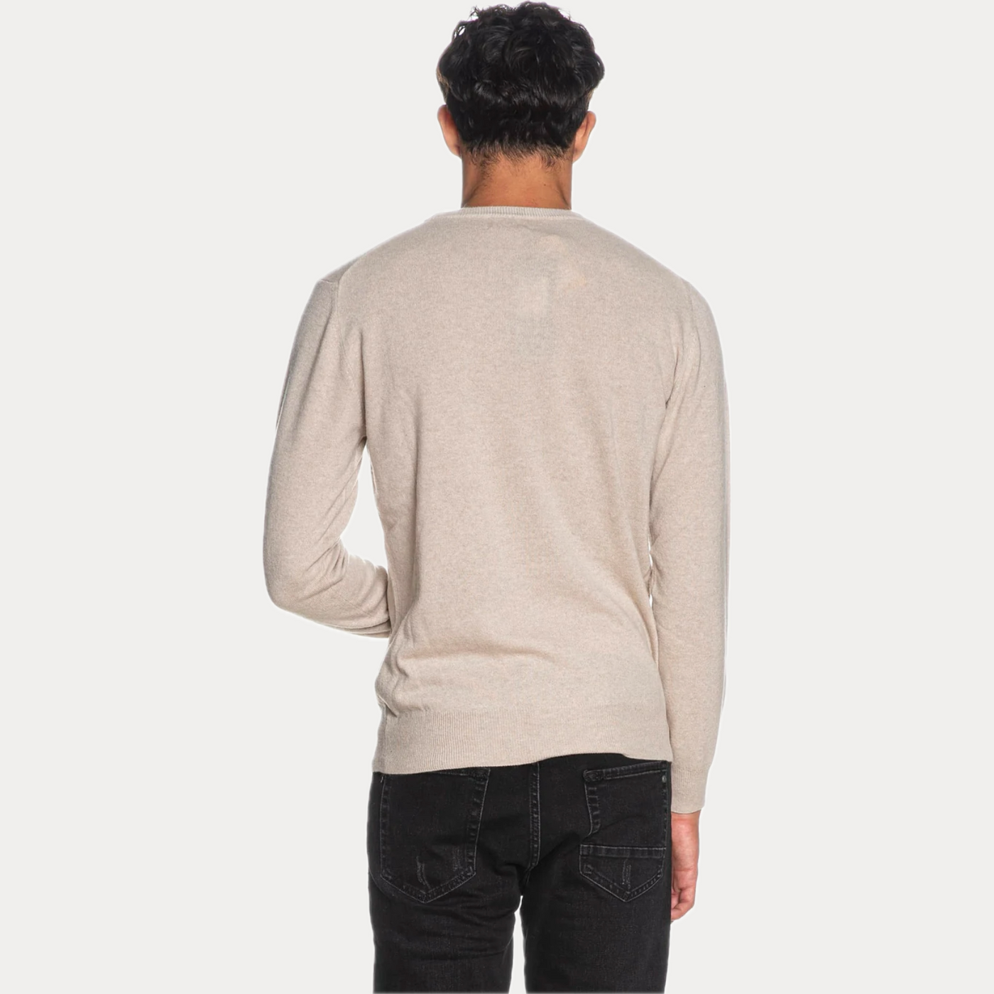 REFRIGIWEAR - PULLOVER UOMO BEIGE MELANGE MISTO CASHMERE