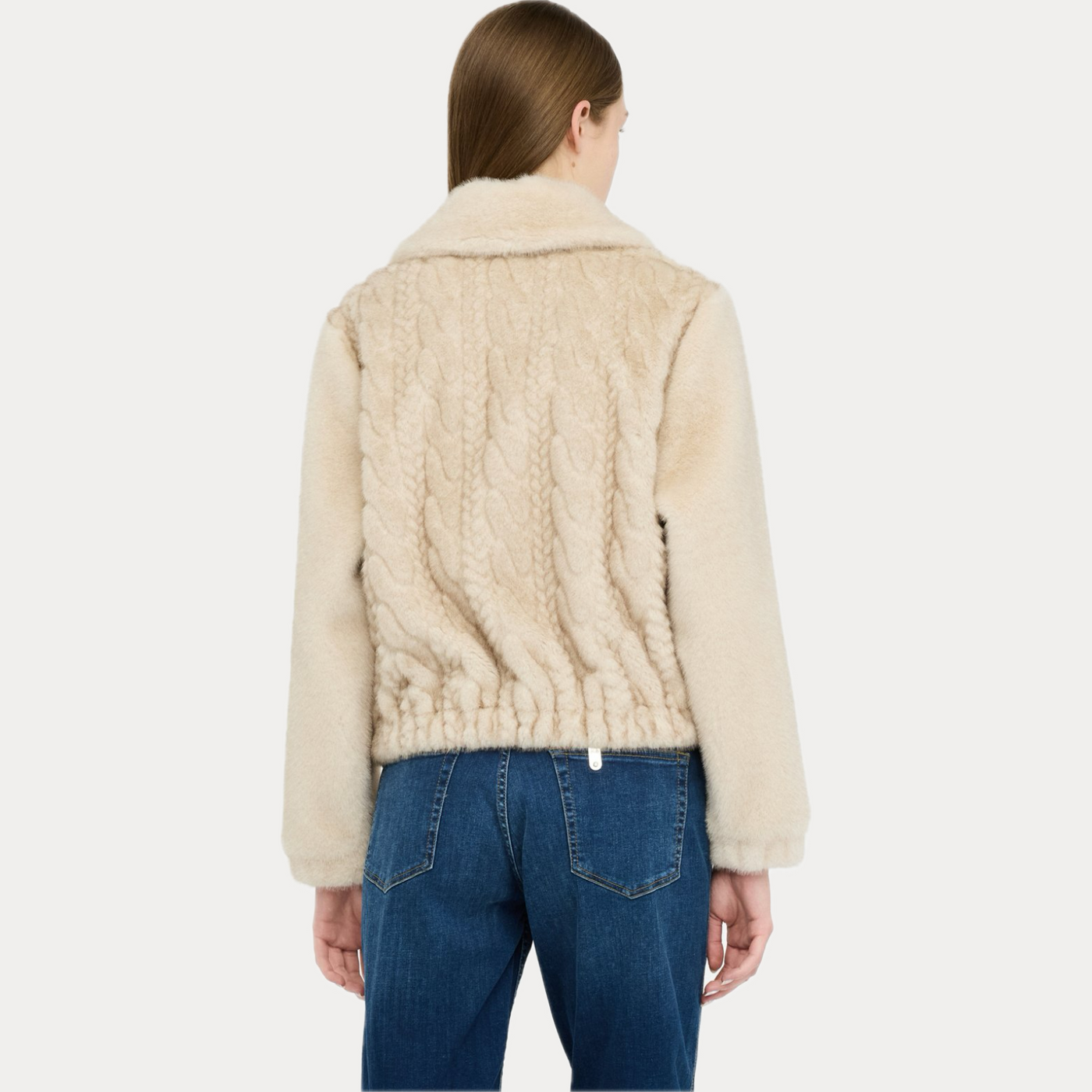 LIUJO - BOMBER DONNA PANNA IN ECOPELLICCIA CON TRECCE