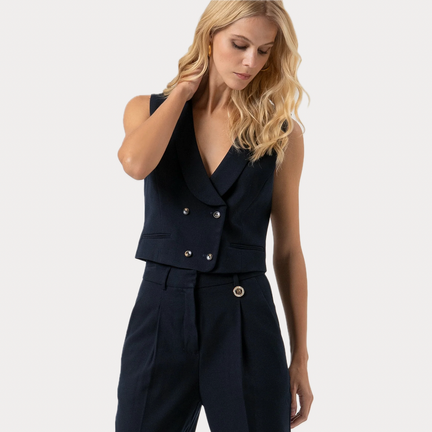 FRACOMINA - GILET DONNA SLIM CON REVER SCIALLATO