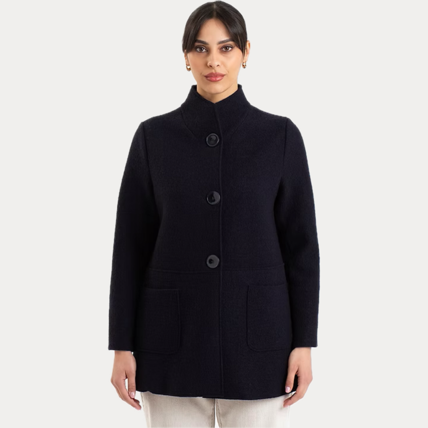 GAIA LIFE - CAPPOTTINO CORTO DONNA BLU IN LANA COTTA
