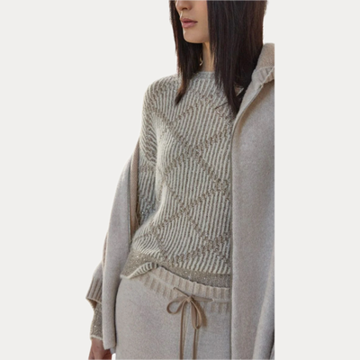 D.EXTERIOR - MAGLIA DONNA GESSO IN MISTO LANA E ALPACA