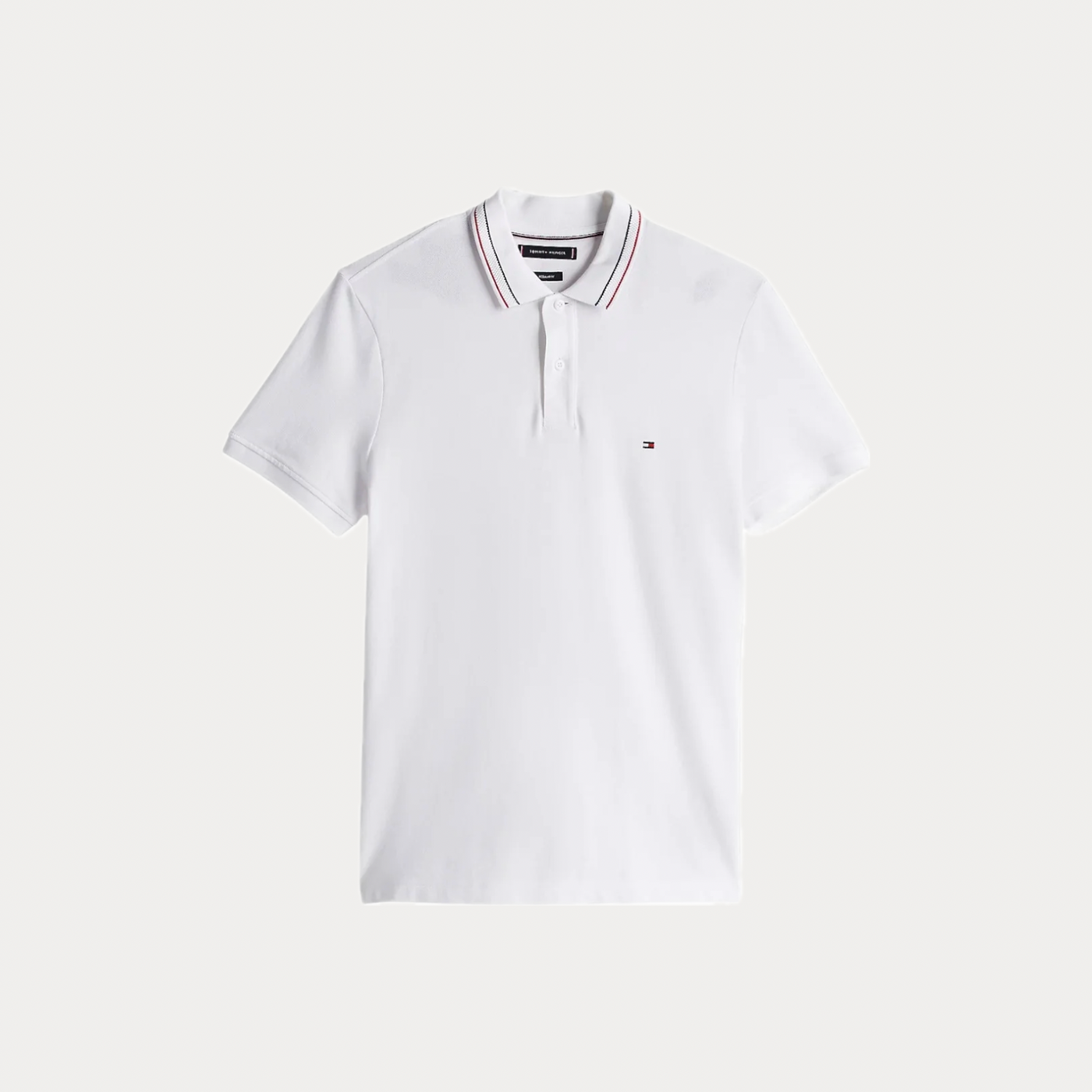 TOMMY HILFIGER - POLO UOMO BIANCA REGULAR FIT CON DETTAGLI A CONTRASTO