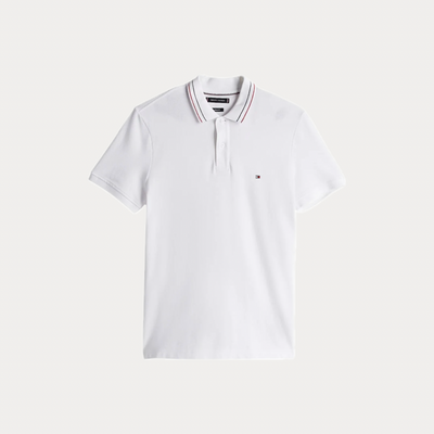TOMMY HILFIGER - POLO UOMO BIANCA REGULAR FIT CON DETTAGLI A CONTRASTO