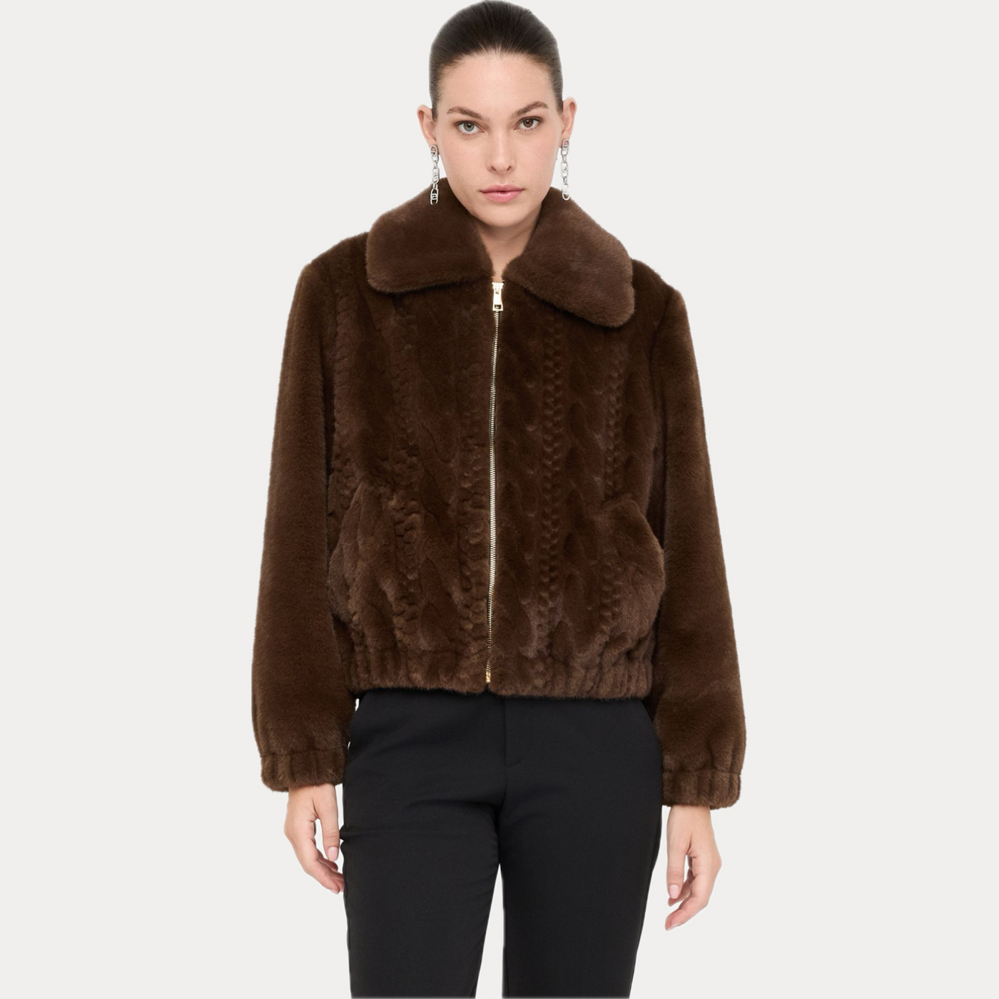 LIUJO - BOMBER DONNA IN ECOPELLICCIA CON TRECCE