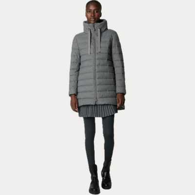 SAVE THE DUCK - PIUMINO DONNA GRIGIO CON COLLO ALTO JUNE