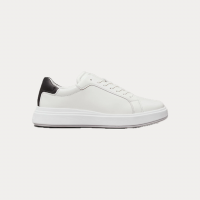 CALVIN KLEIN - SNEAKERS UOMO IN PELLE BIANCA CON LOGO MINIMAL