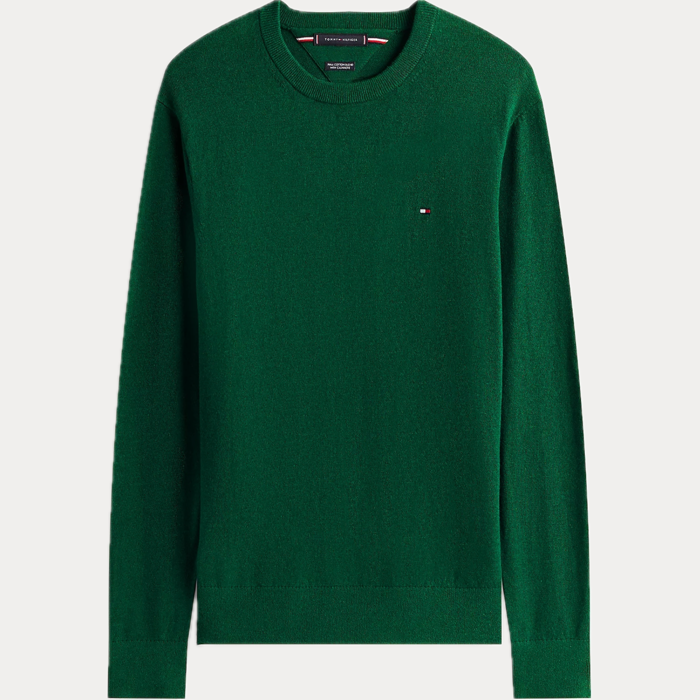 TOMMY HILFIGER - MAGLIA UOMO VERDE GIROCOLLO IN MISTO CASHMERE