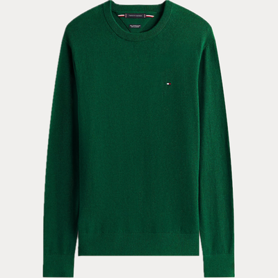 TOMMY HILFIGER - MAGLIA UOMO VERDE GIROCOLLO IN MISTO CASHMERE