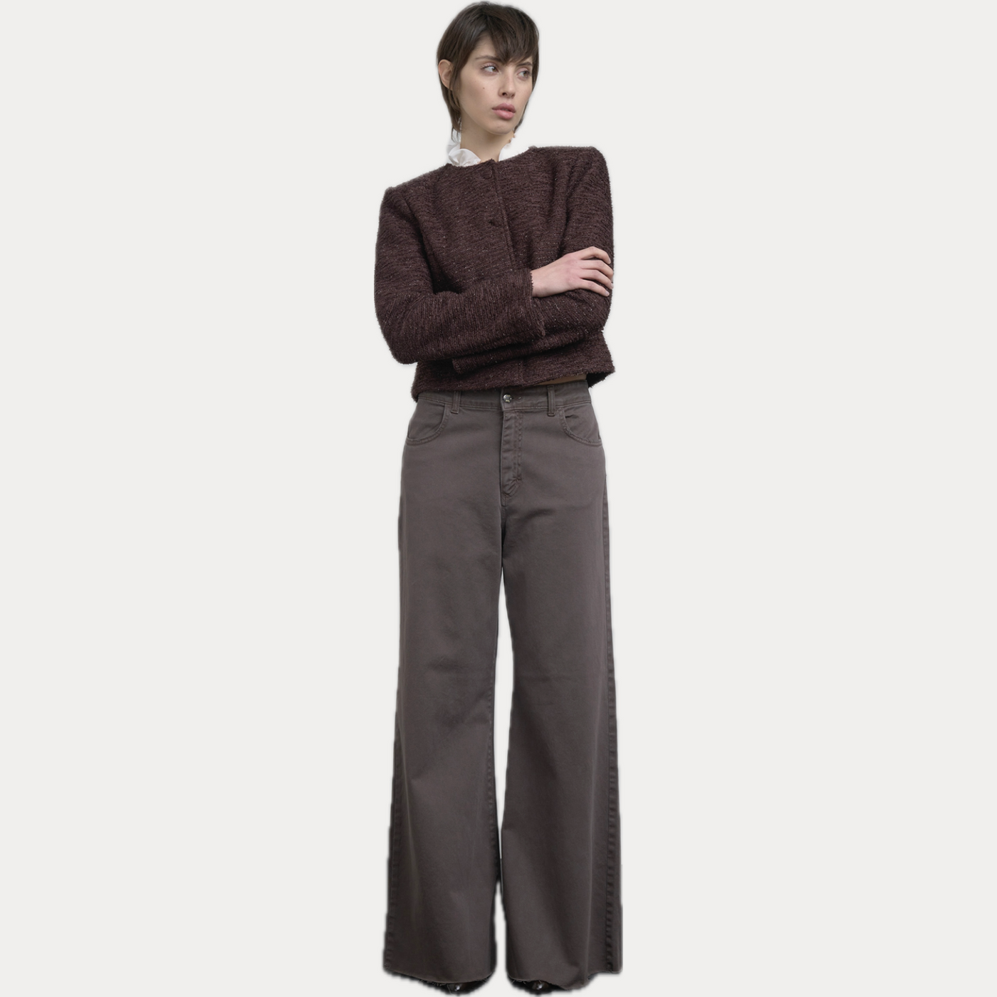 SOALLURE - JEANS FONDENTE FLARED FIT IN BULL DI COTONE