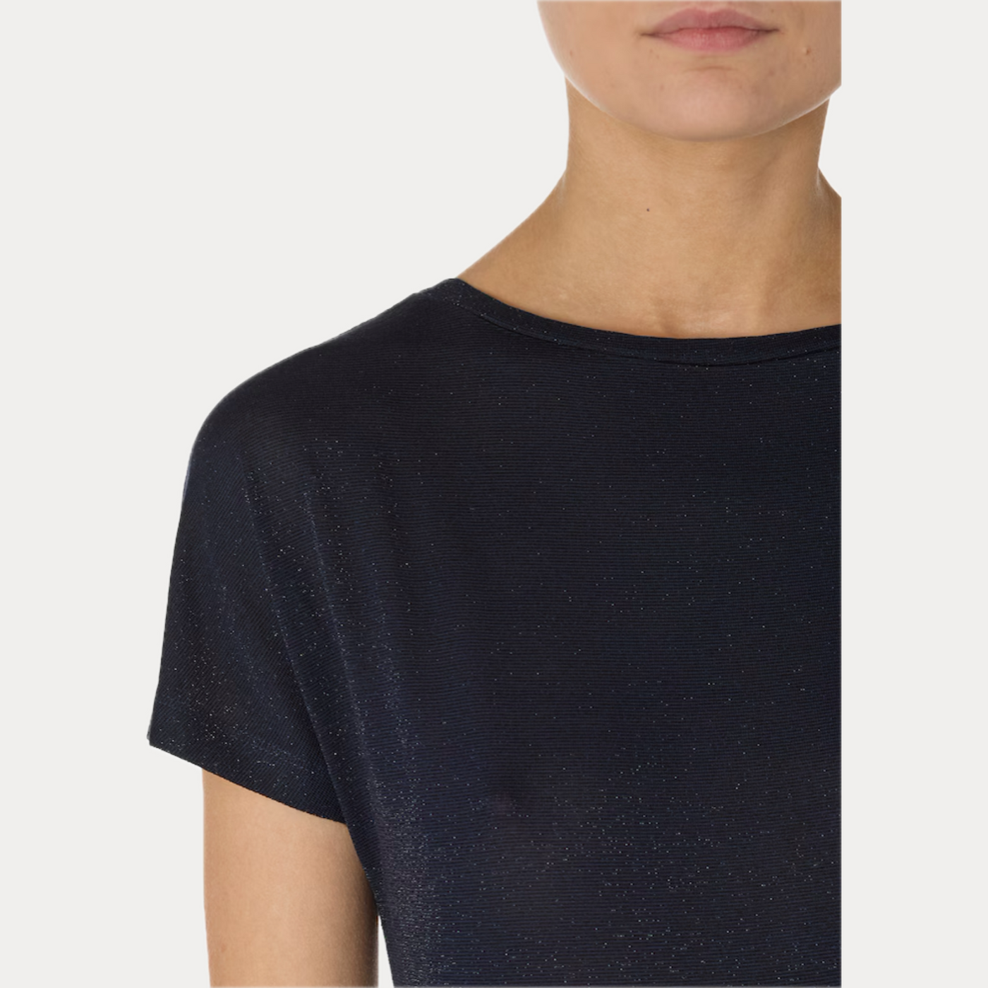 EMME MARELLA - T-SHIRT IN LUREX GIROCOLLO A MANICA CORTA