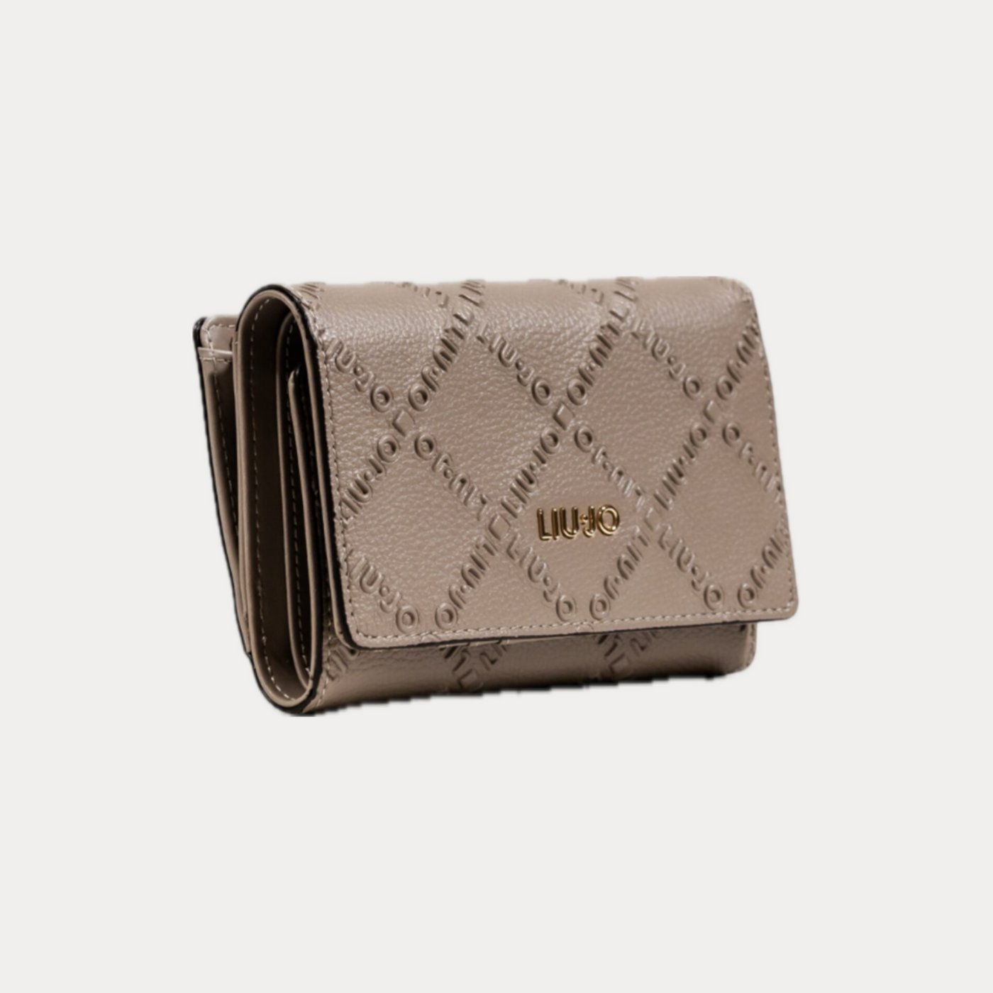 LIUJO - PORTAFOGLIO DONNA TAUPE GRANDE CON LOGO IN RILIEVO