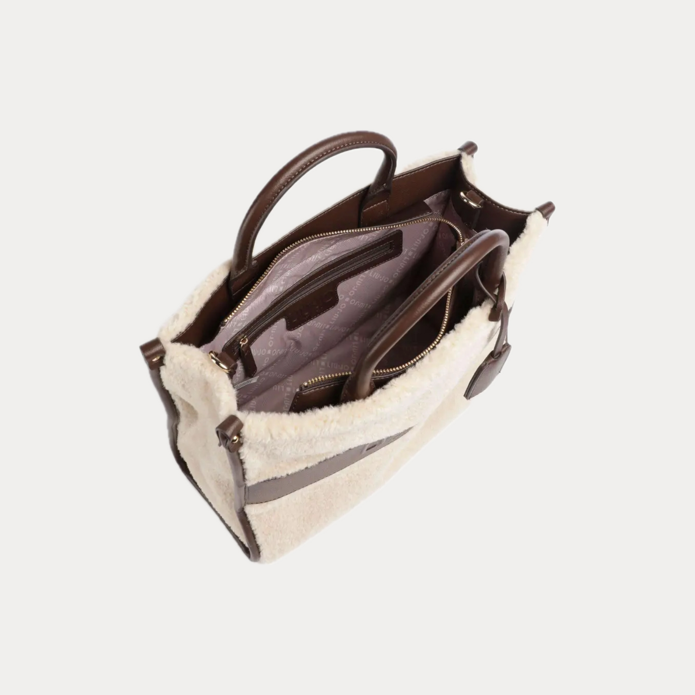 LIUJO - BORSA DONNA BICOLORE CON PELLICCIA SINTETICA