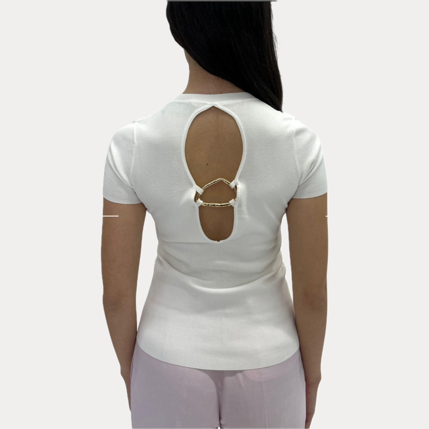 KAOS - MAGLIA DONNA PANNA GIROCOLLO CON CUT-OUT
