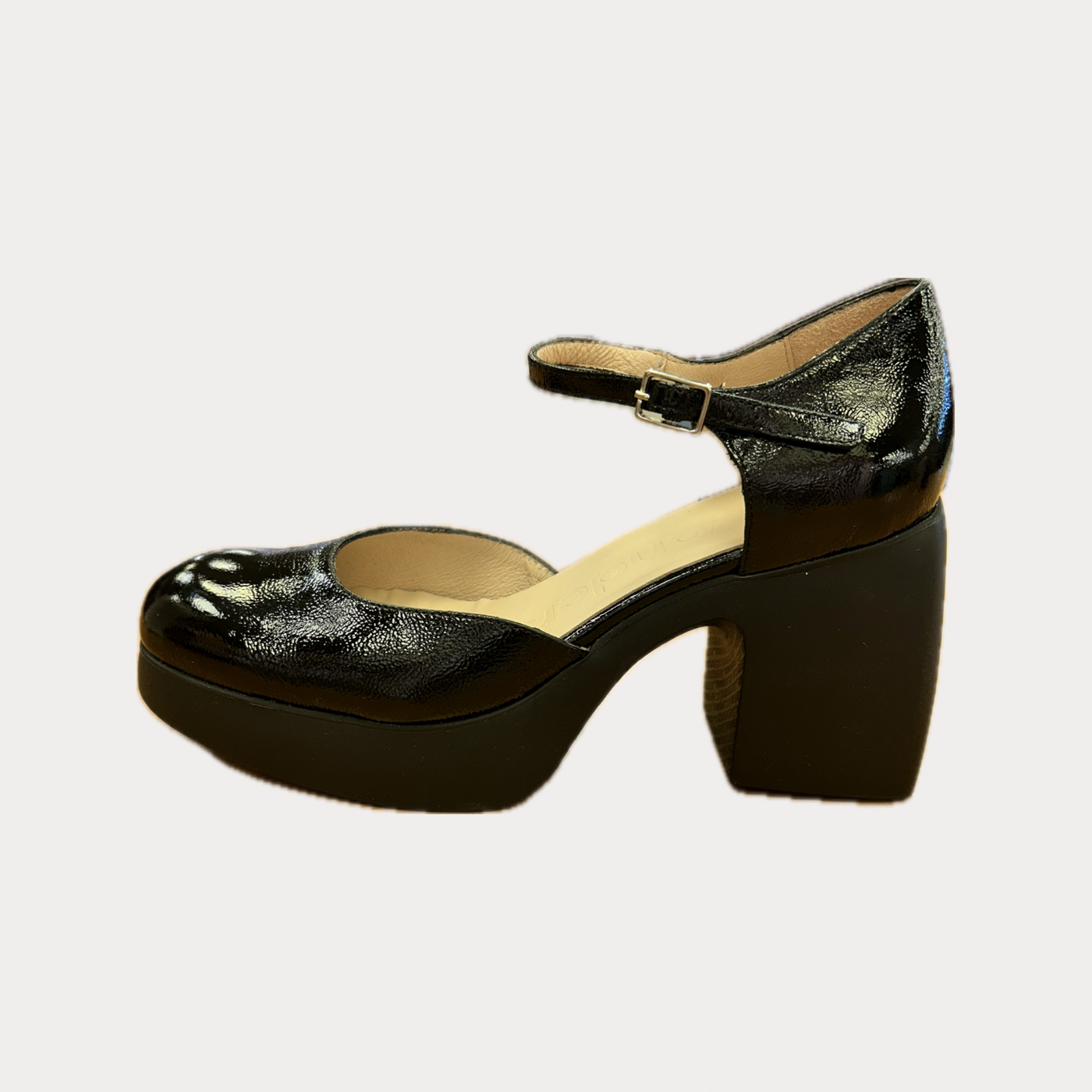 WONDERS - SCARPA DONNA MARY JANE CON PLATEAU IN VERNICE NERA