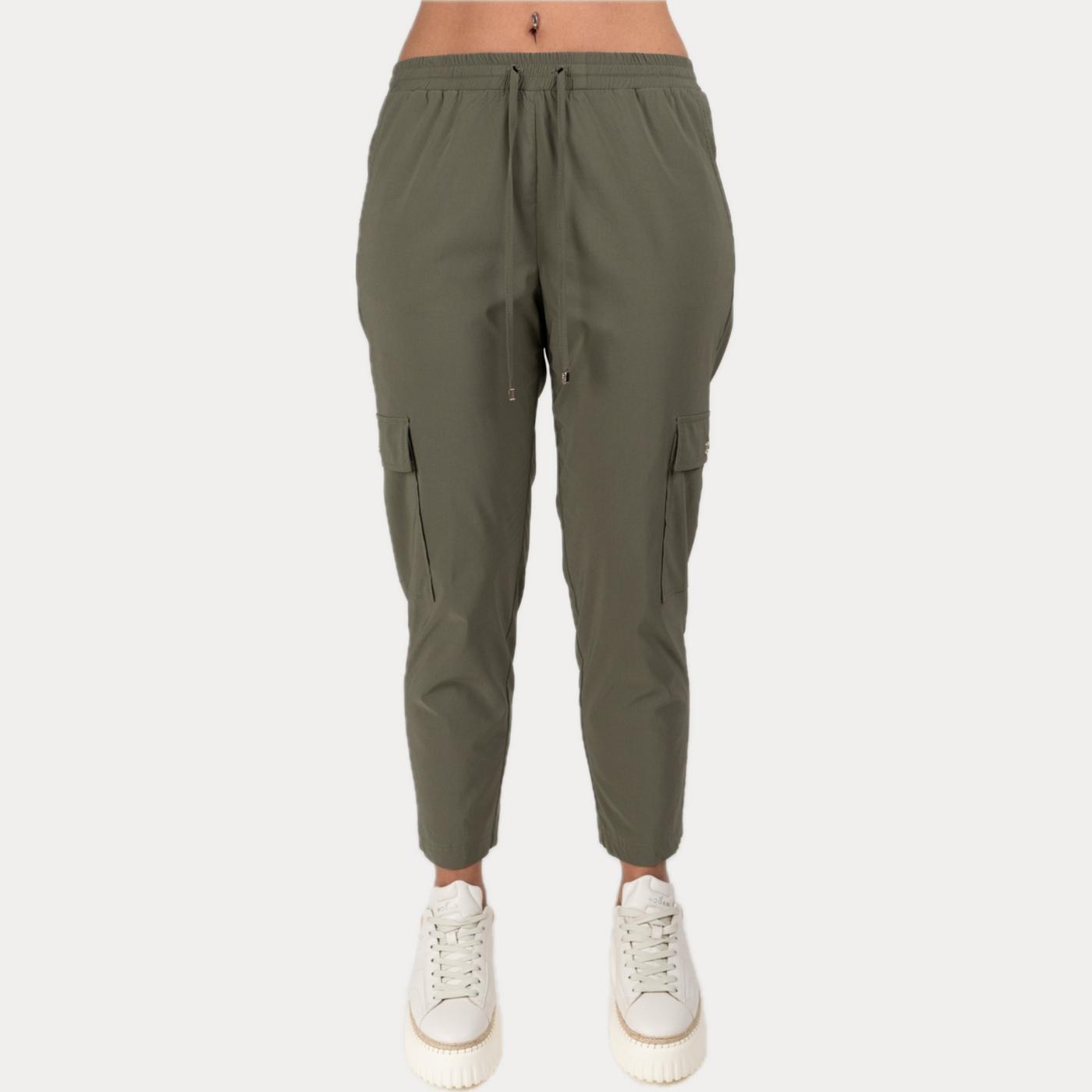 GAIA LIFE - PANTALONE DONNA CARGO VERDE MILITARE