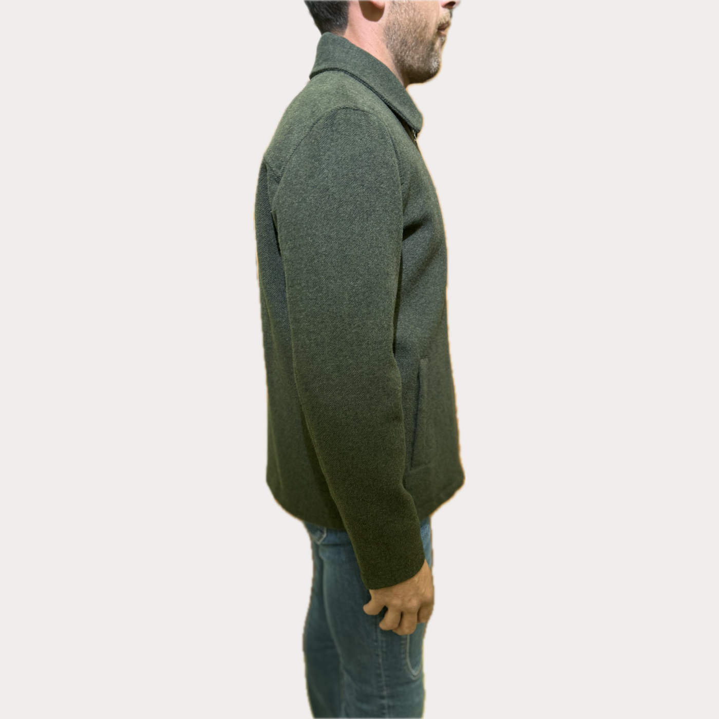 RENAVINE - GIUBBOTTO UOMO MILITARE CON ZIP IN MISTO LANA