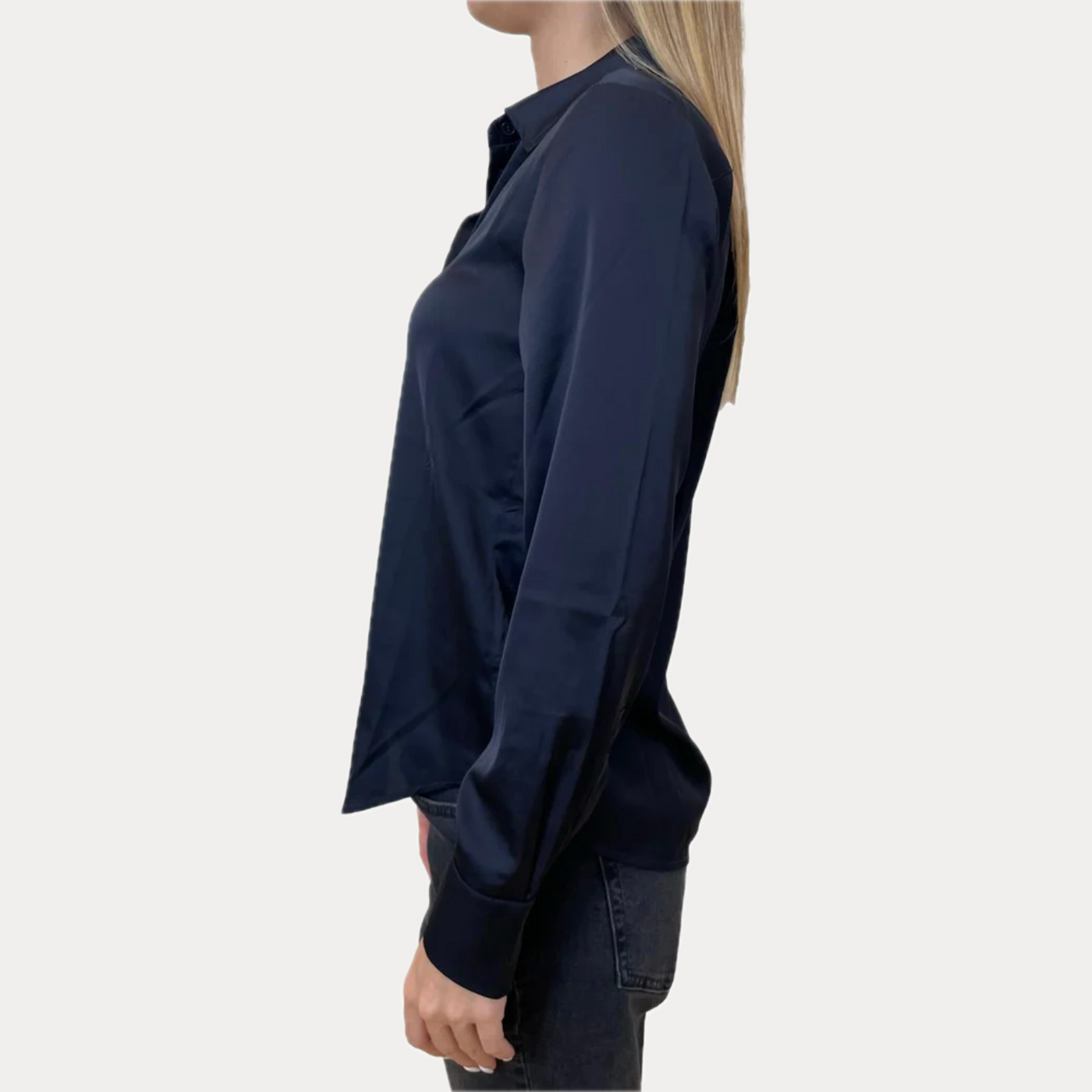 EMME MARELLA - CAMICIA DONNA BLU IN RASO LEGGERO