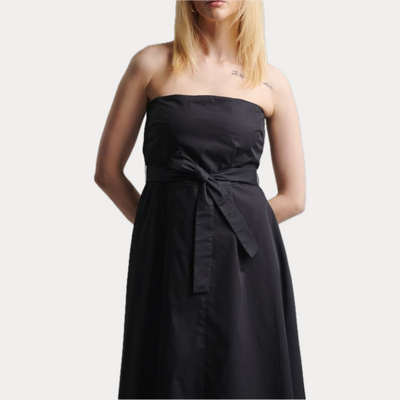 EMME MARELLA - ABITO DONNA NERO LOUNGUETTE CON SCOLLO A FASCIA