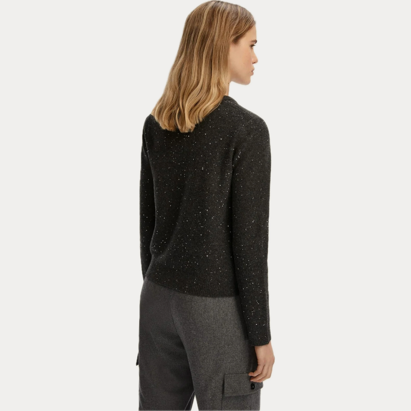 EMME MARELLA - MAGLIA DONNA GRIGIO SCURO IN FILATO CON LUREX