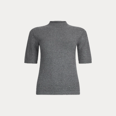 LIUJO - MAGLIA DONNA GRIGIA CON MICRO-PAILLETTES