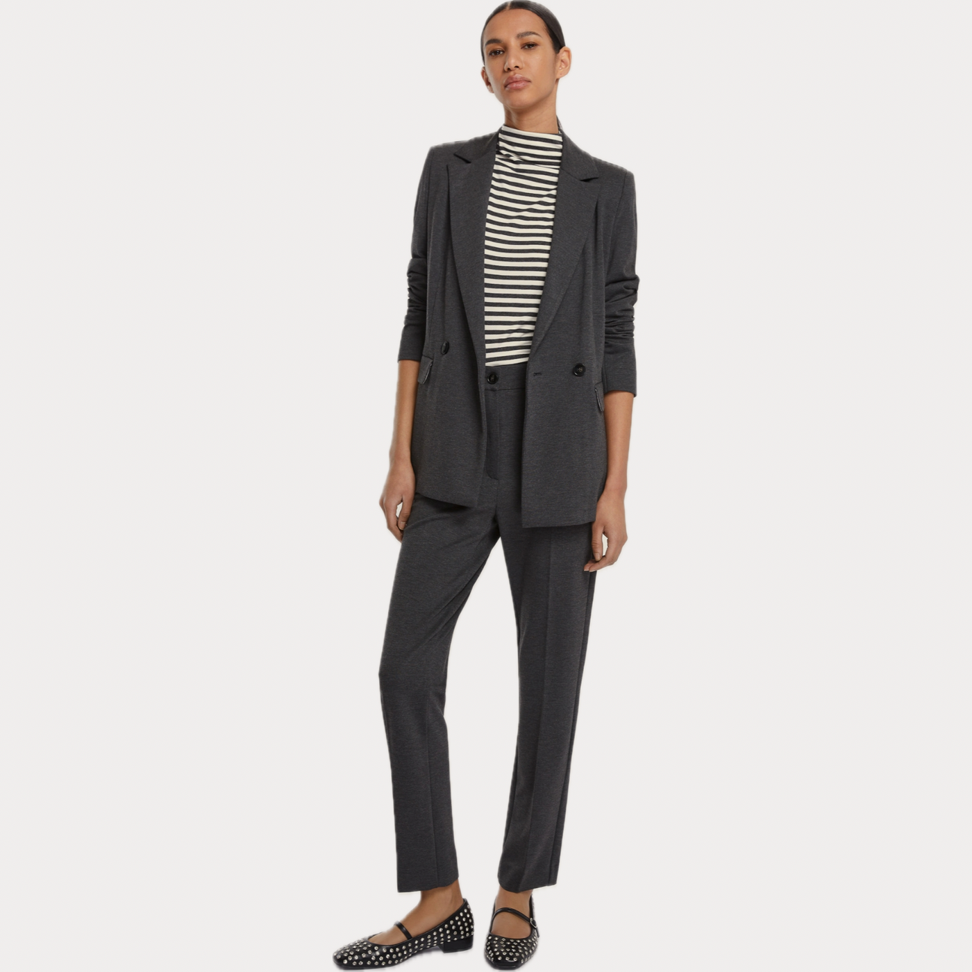 EMME MARELLA - GIACCA DONNA GRIGIA DOPPIOPETTO IN JERSEY STRETCH