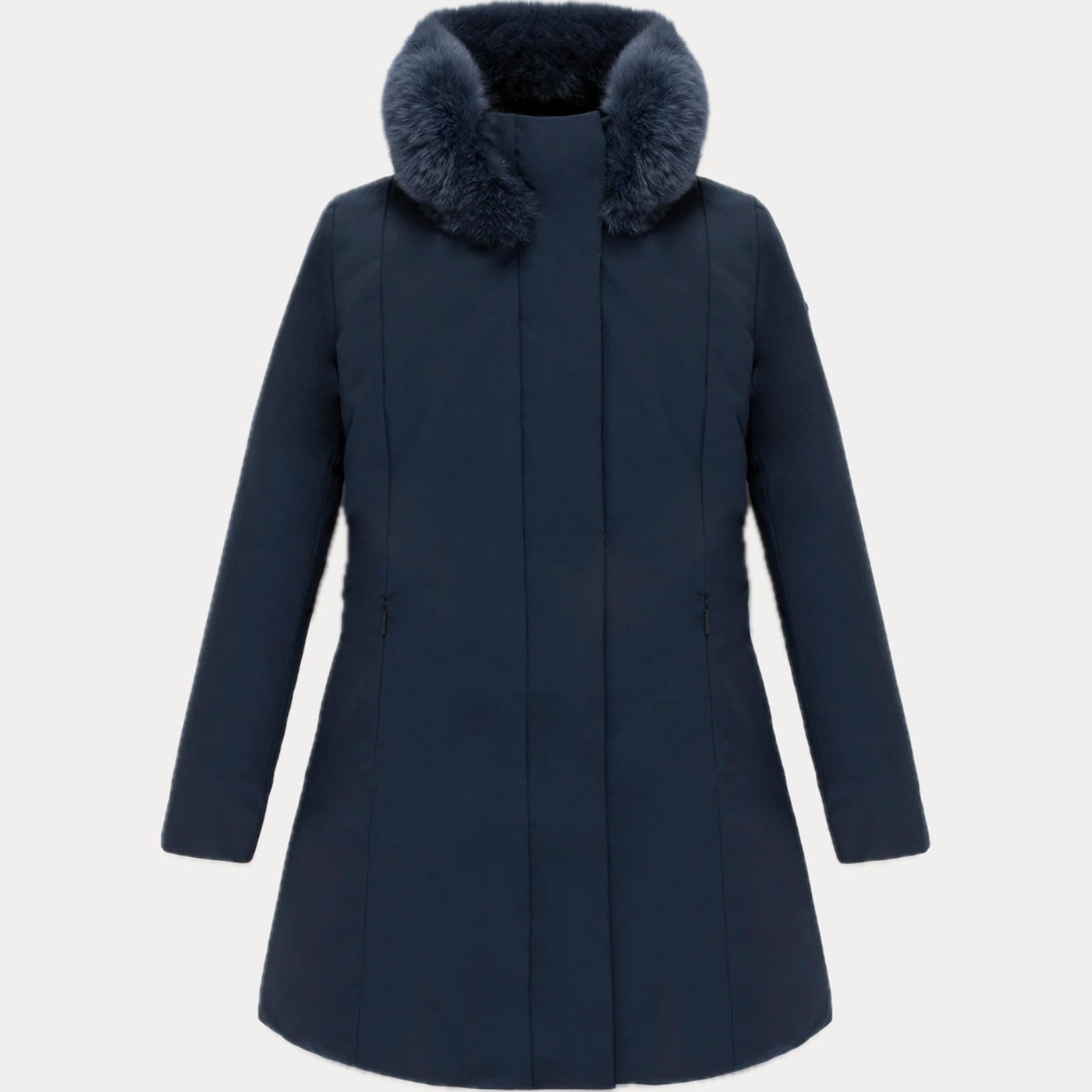 REFRIGIWEAR - PARKA DONNA BLUE IN TESSUTO TECNICO CON PELLICCIA