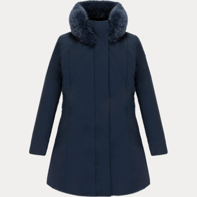 REFRIGIWEAR - PARKA DONNA BLUE IN TESSUTO TECNICO CON PELLICCIA