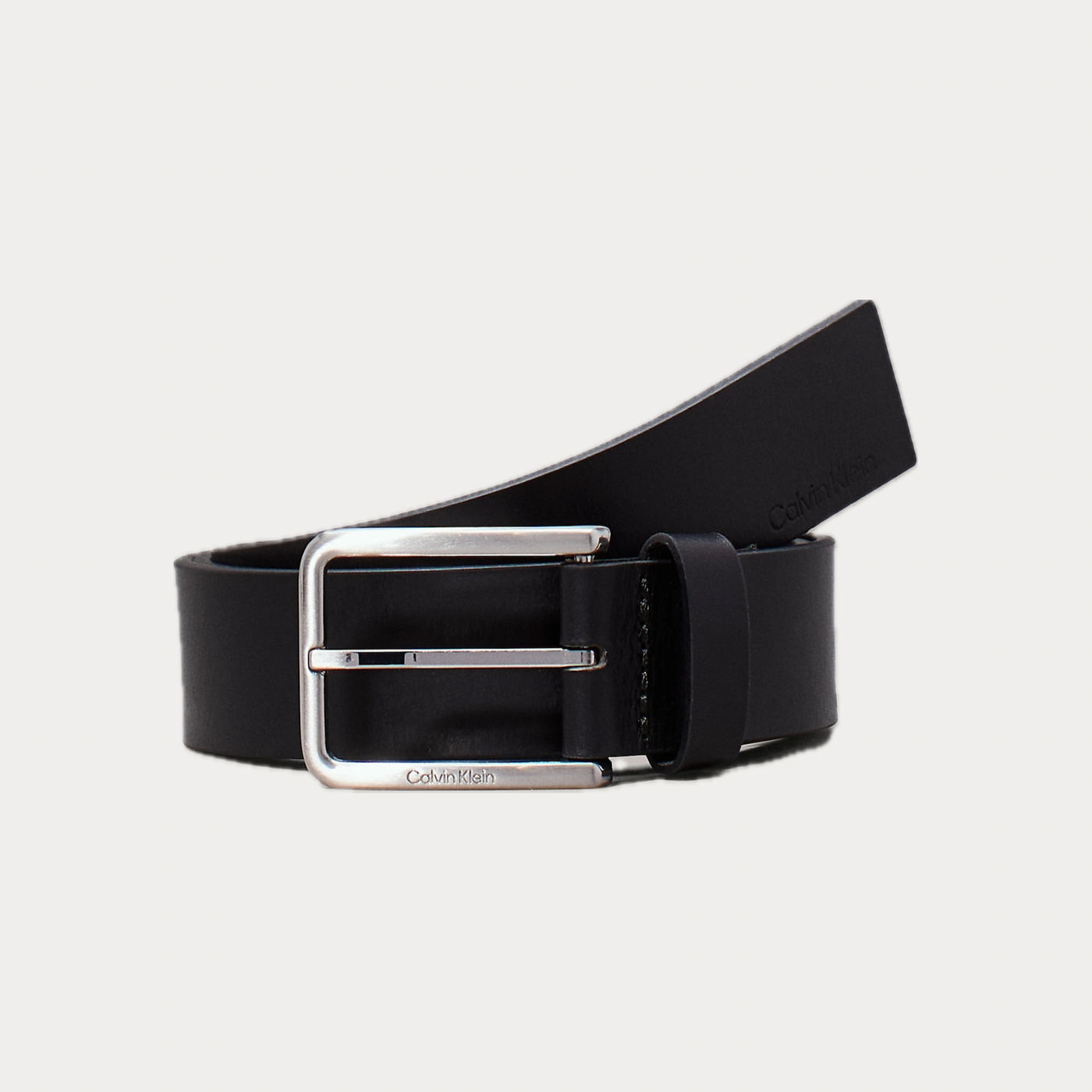 CALVIN KLEIN - CINTA UOMO NERA CON FIBBIA ARGENTO