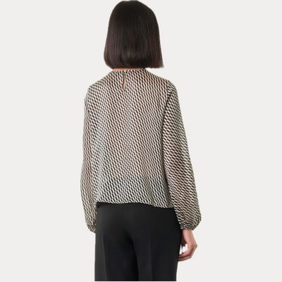 EMME MARELLA - BLUSA DONNA BIANCA E NERA IN CHIFFON