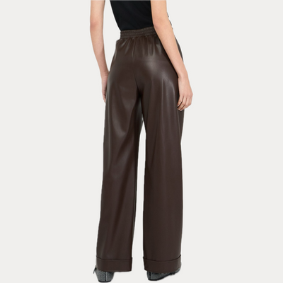 LIUJO - PANTALONE DONNA MARRONE IN SIMILPELLE