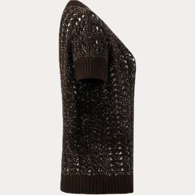 D.EXTERIOR - MAGLIA DONNA MORO MEZZA MANICA CON PAILLETTES