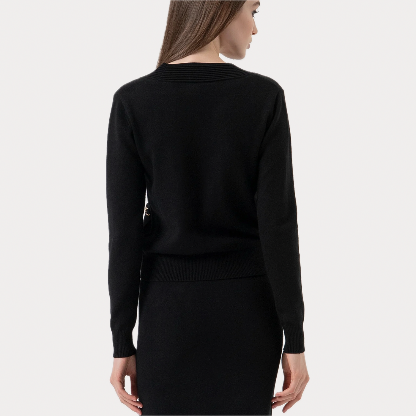 FRACOMINA - CARDIGAN DONNA NERO REGULAR DOPPIOPETTO