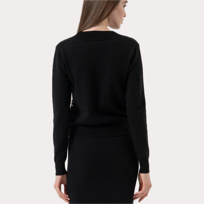 FRACOMINA - CARDIGAN DONNA NERO REGULAR DOPPIOPETTO