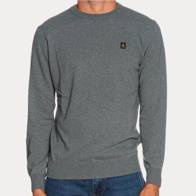 REFRIGIWEAR - PULLOVER UOMO SALVIA MELANGE MISTO CASHMERE