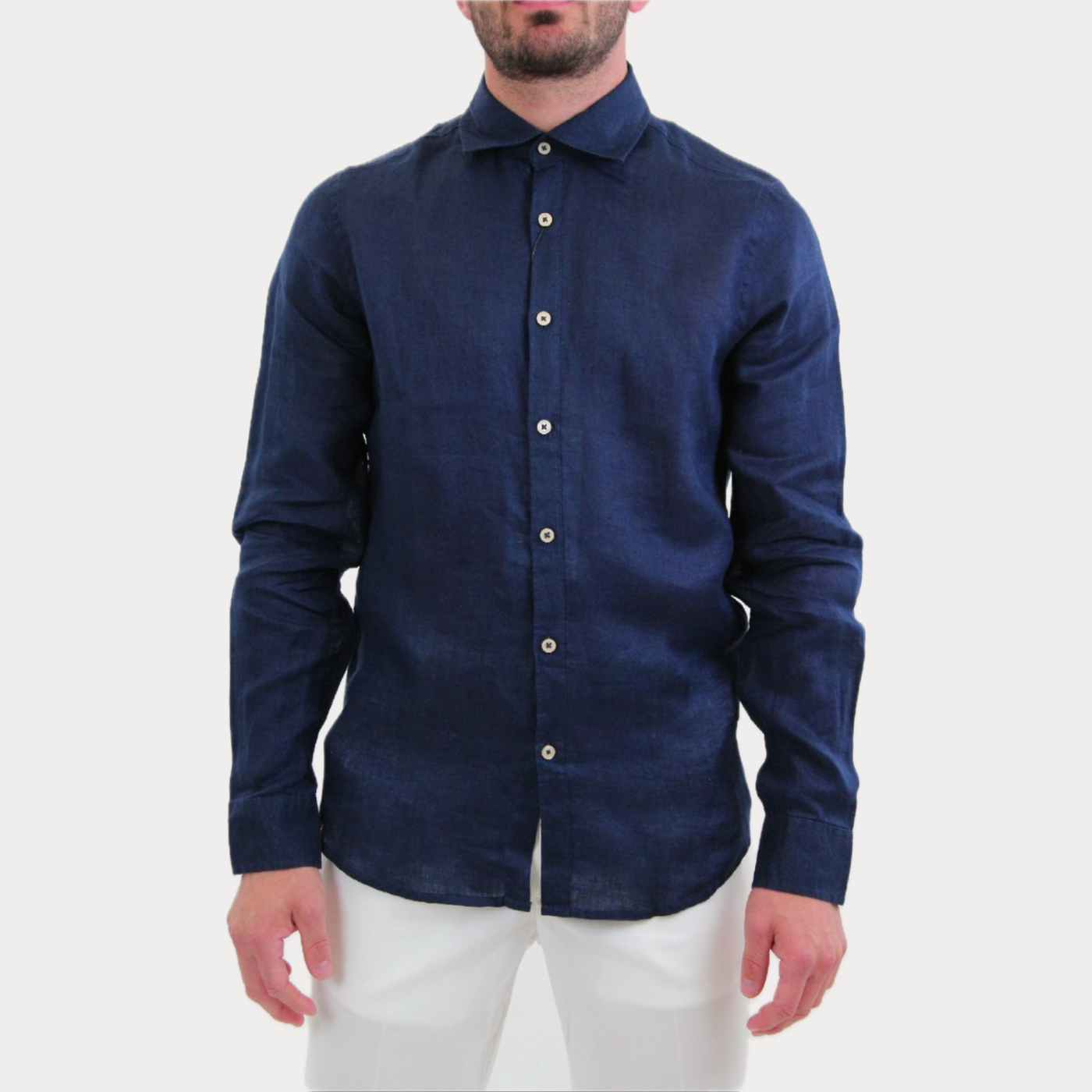 MARK UP - CAMICIA BLUE UOMO IN LINO MANICA LUNGA