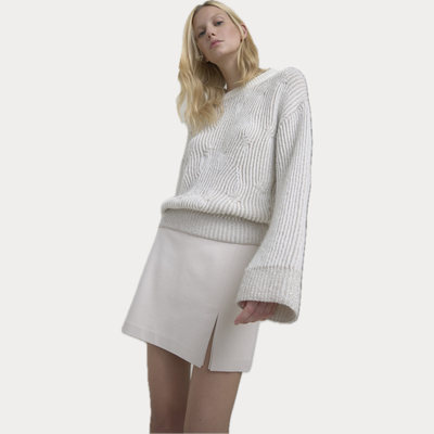 SO ALLURE - MAGLIA DONNA MILK CON LAVORAZIONE INTRECCIATA LUREX