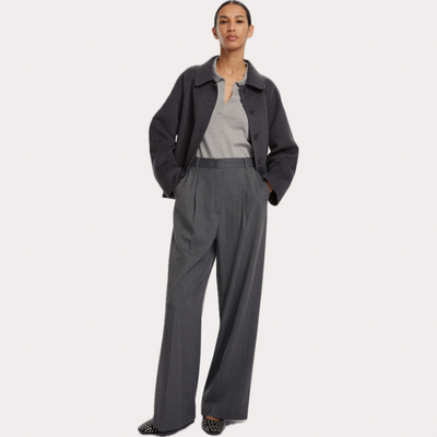 EMME MARELLA - PANTALONE DONNA GRIGIO AMPIO IN VISCOSA STRETCH