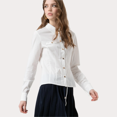FRACOMINA - CAMICIA DONNA BIANCA REGULAR IN POPELINE STRETCH