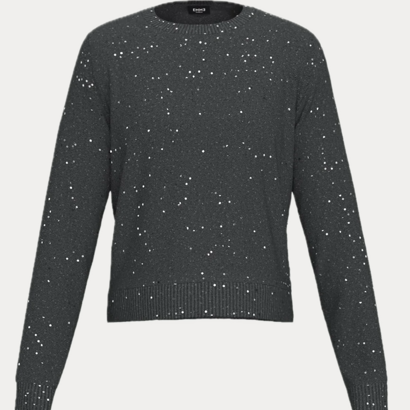 EMME MARELLA - MAGLIA DONNA GRIGIO SCURO IN FILATO CON LUREX