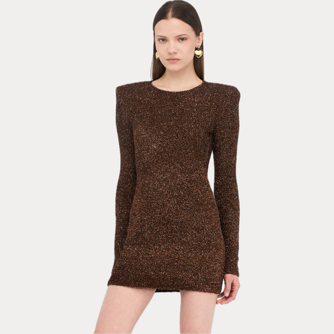 LIUJO - ABITO DONNA RUGGINE IN MAGLIA CON SPALLINE IMBOTTITE