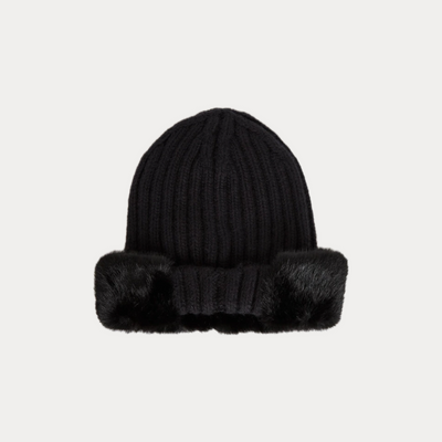 LIUJO - CAPPELLO DONNA NERO CON PELLICCIA SINTETICA