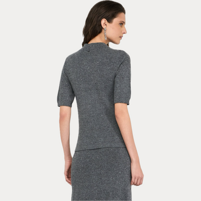 LIUJO - MAGLIA DONNA GRIGIA CON MICRO-PAILLETTES