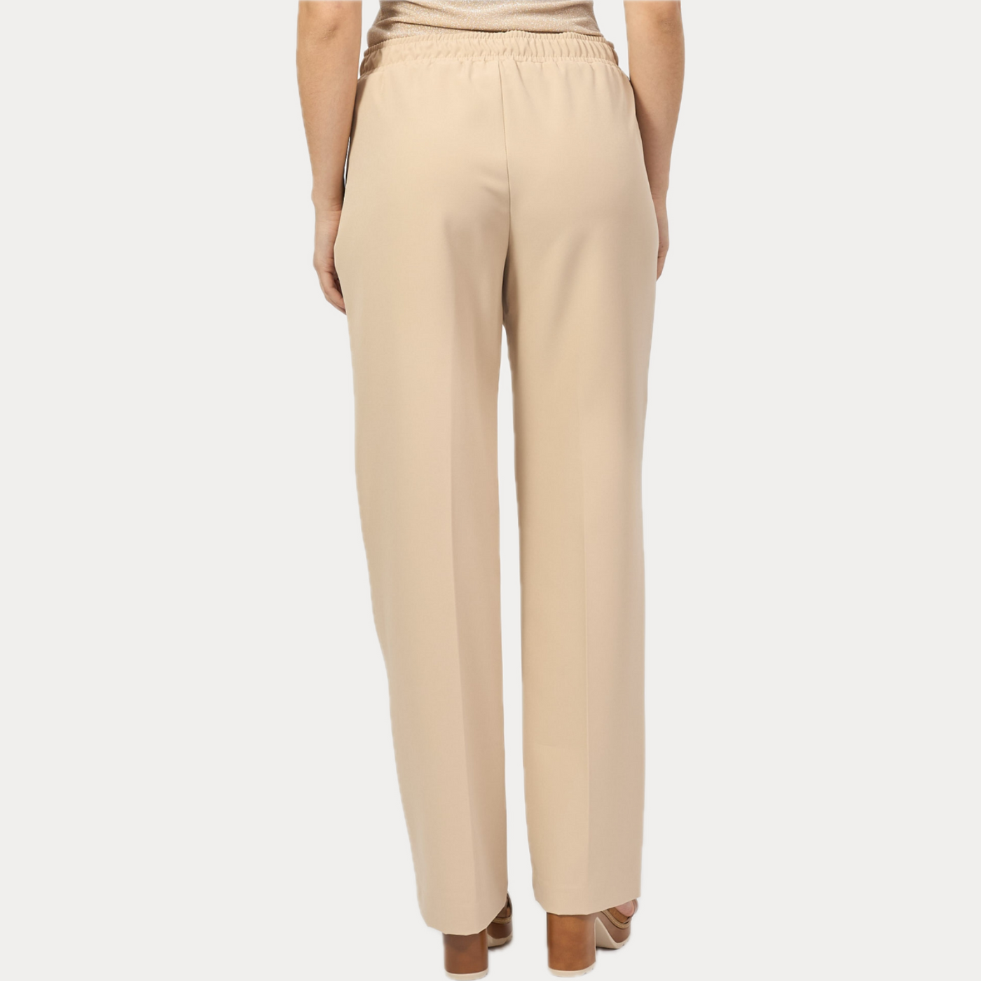 FRACOMINA - PANTALONE DONNA BEIGE BOOTCUT CON ELASTICO IN VITA
